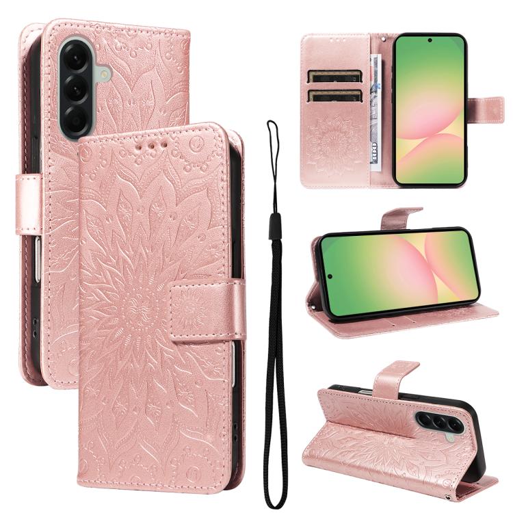 Custodia in pelle con motivo a girasole per Samsung Galaxy A57 5G, Samsung