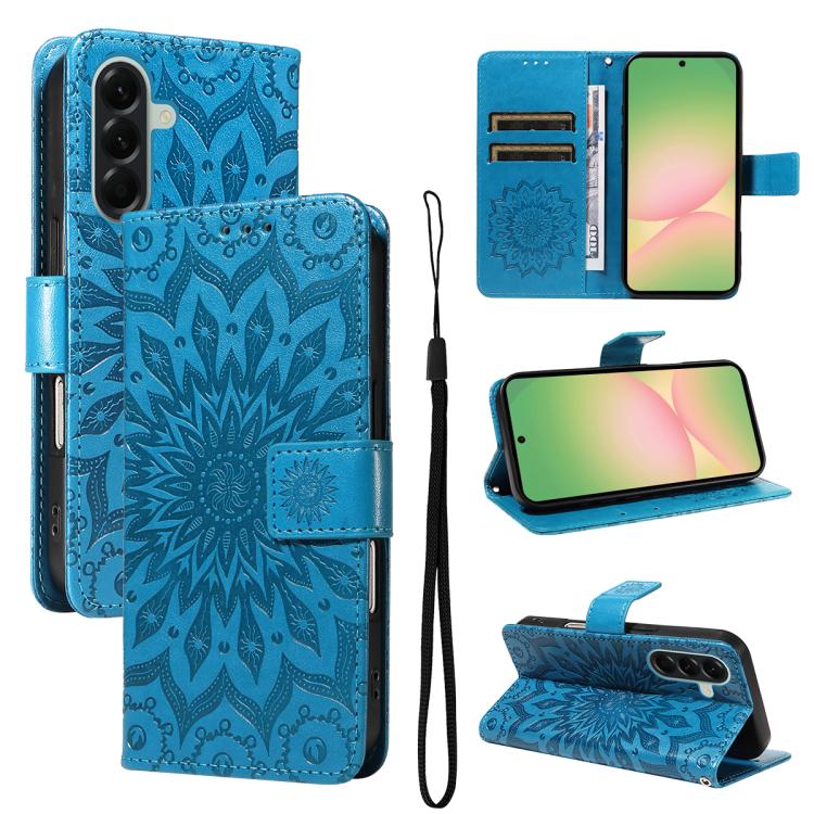 Custodia in pelle con motivo a girasole per Samsung Galaxy A57 5G, Samsung