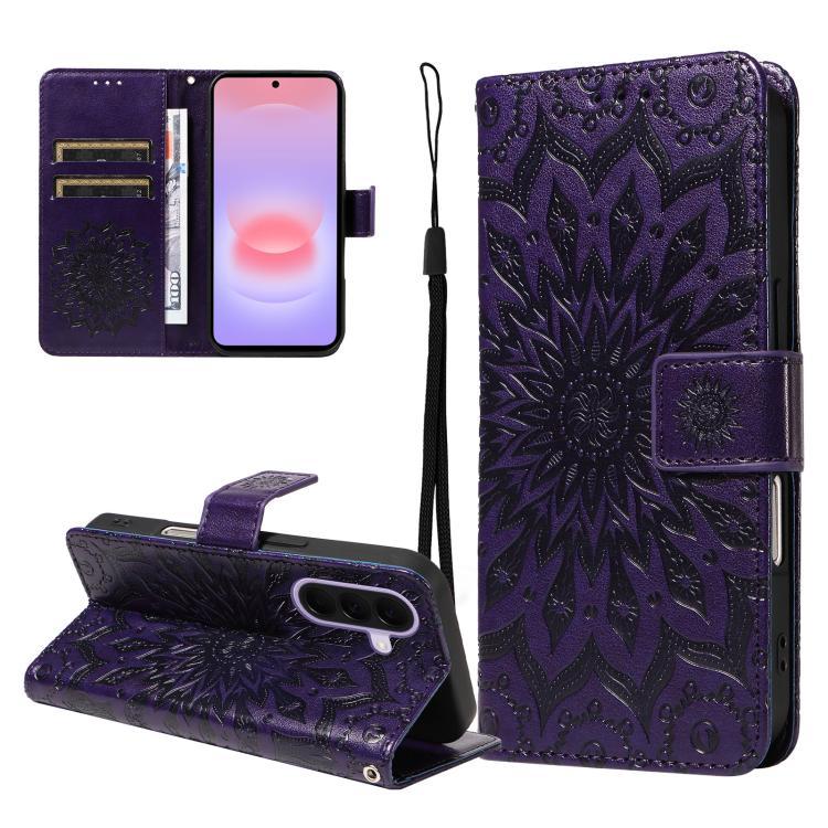 Custodia in pelle con motivo a girasole per Samsung Galaxy A57 5G, Samsung