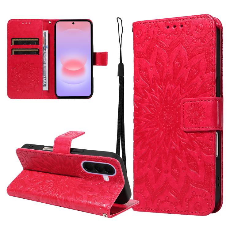 Custodia in pelle con motivo a girasole per Samsung Galaxy A57 5G, Samsung