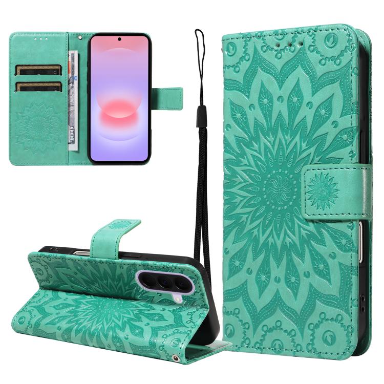 Custodia in pelle con motivo a girasole per Samsung Galaxy A57 5G, Samsung