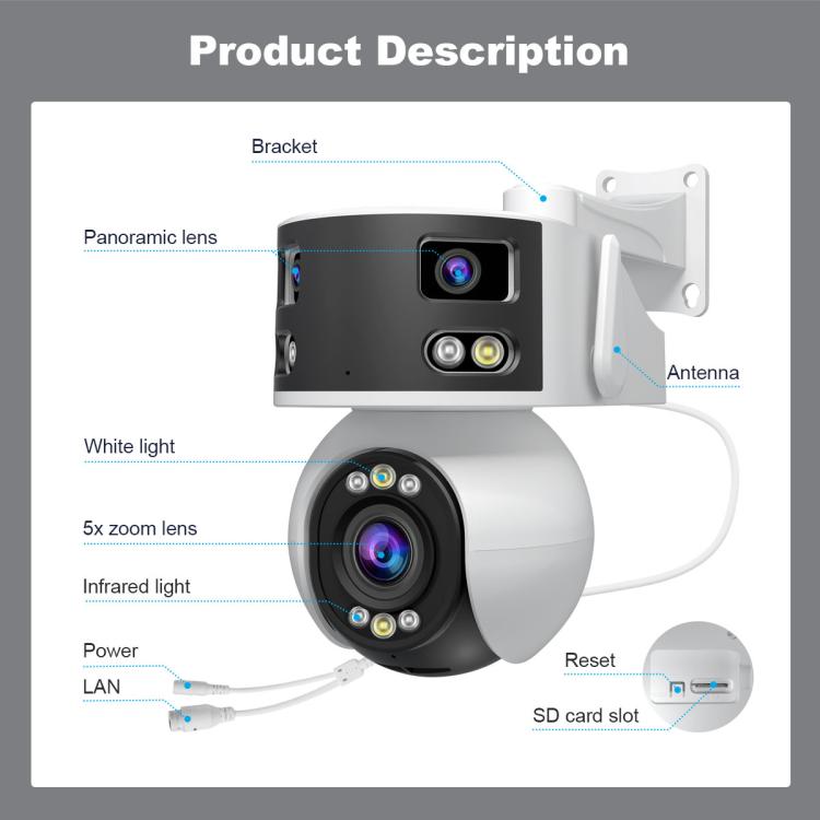 Telecamera PTZ Dome 8MP con Zoom Ottico 5X