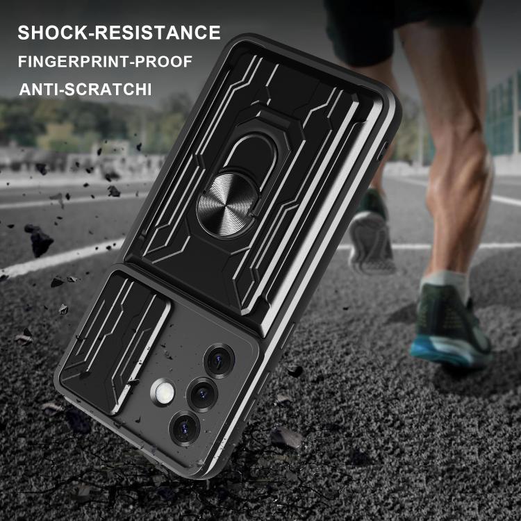 Custodia TPU PC con schermo scorrevole e slot per carte per Samsung Galaxy S25