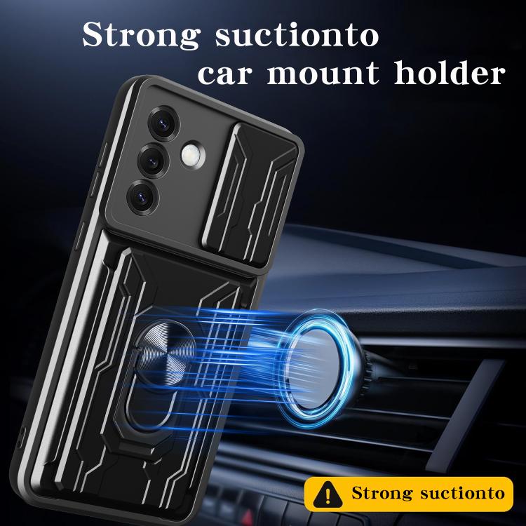Custodia TPU PC con schermo scorrevole e slot per carte per Samsung Galaxy S25
