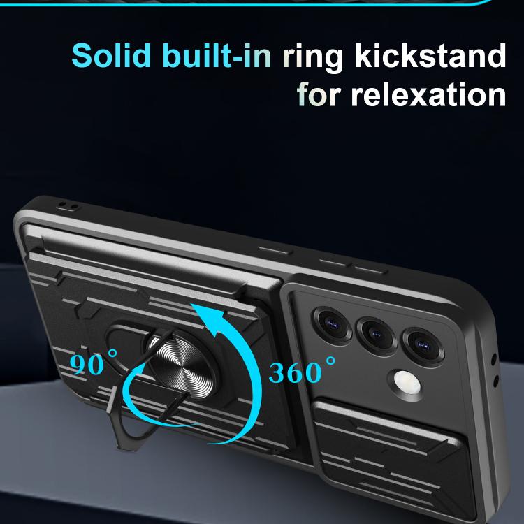 Custodia TPU PC con schermo scorrevole e slot per carte per Samsung Galaxy S25