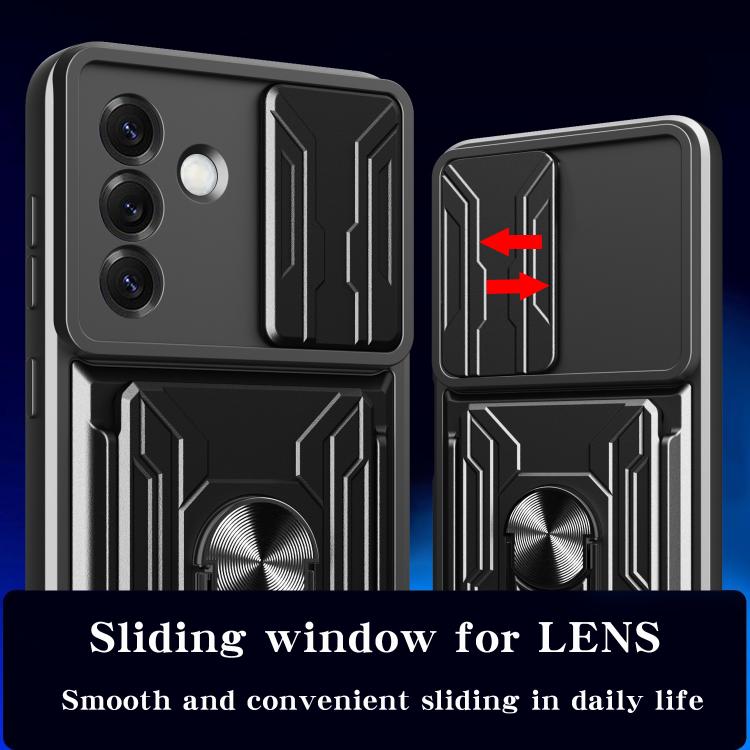 Custodia TPU PC con schermo scorrevole e slot per carte per Samsung Galaxy S25