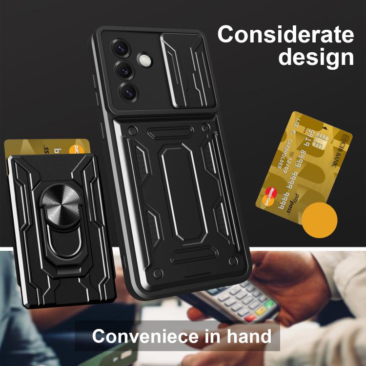 Custodia TPU PC con schermo scorrevole e slot per carte per Samsung Galaxy S25