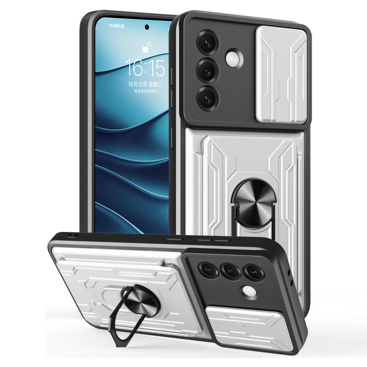 Custodia TPU PC con schermo scorrevole e slot per carte per Samsung Galaxy S25