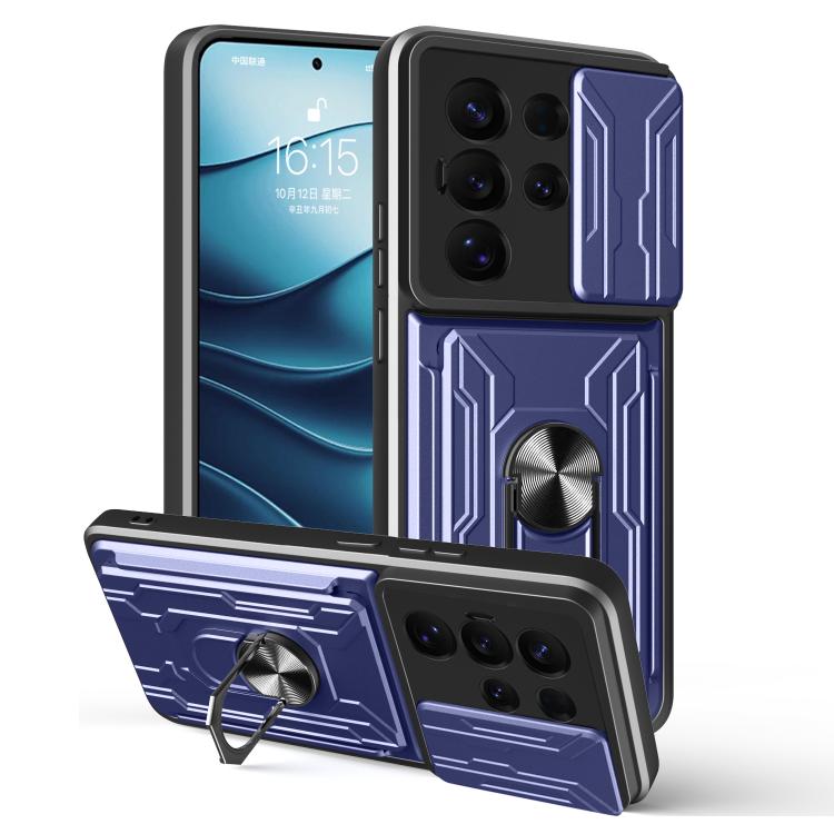 Custodia TPU PC con schermo scorrevole e slot per carte per Samsung Galaxy S25