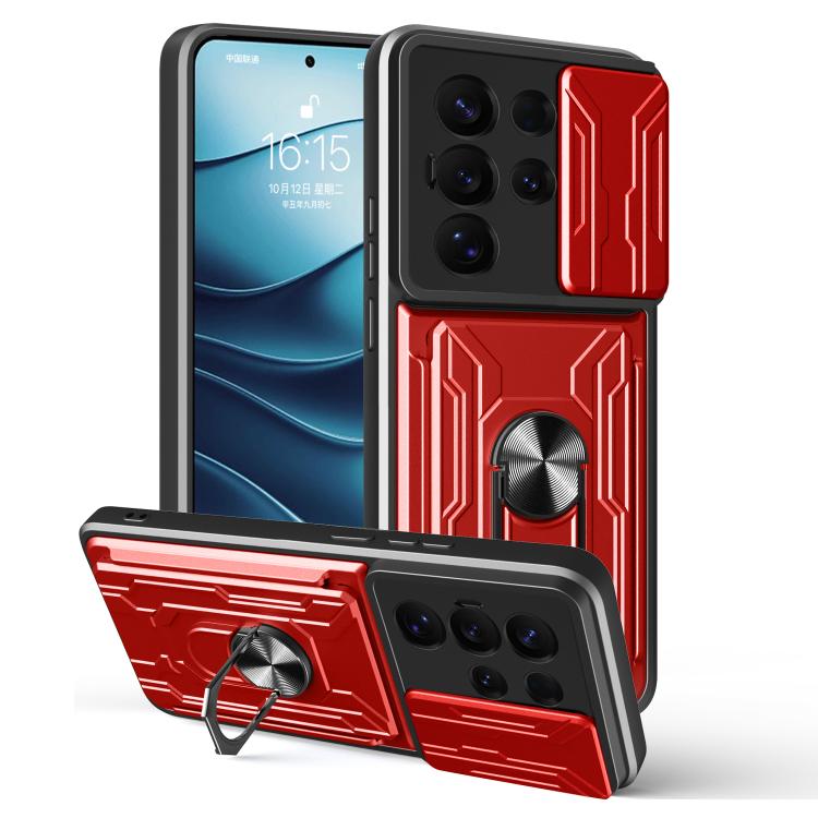 Custodia TPU PC con schermo scorrevole e slot per carte per Samsung Galaxy S25