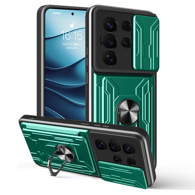 Custodia TPU PC con schermo scorrevole e slot per carte per Samsung Galaxy S25