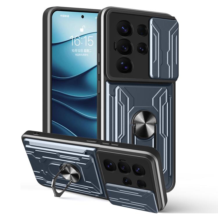 Custodia TPU PC con schermo scorrevole e slot per carte per Samsung Galaxy S25