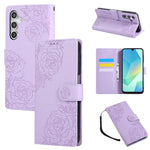 Custodia in pelle con tre scomparti per carte e motivo a rosa per Samsung Galaxy