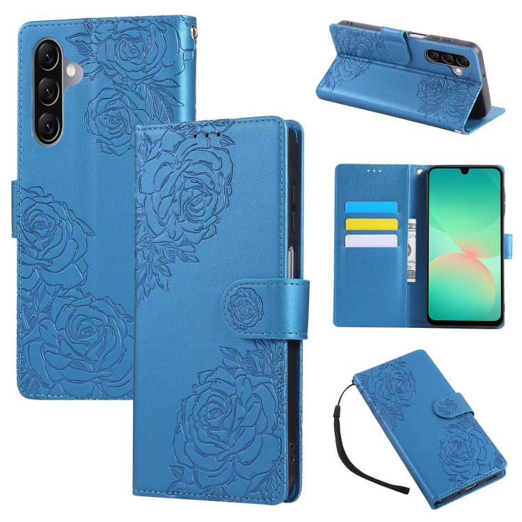 Custodia in pelle con tre scomparti per carte e motivo a rosa per Samsung Galaxy