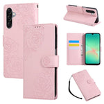 Custodia in pelle con tre scomparti per carte e motivo a rosa per Samsung Galaxy