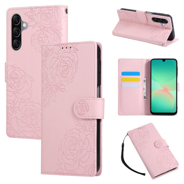 Custodia in pelle con tre scomparti per carte e motivo a rosa per Samsung Galaxy