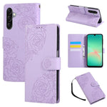 Custodia in pelle con tre scomparti per carte e motivo a rosa per Samsung Galaxy