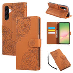 Custodia in pelle con tre scomparti per carte e motivo a rosa per Samsung Galaxy