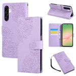 Custodia in pelle con tre scomparti per carte e motivo a rosa per Samsung Galaxy