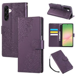 Custodia in pelle con tre scomparti per carte e motivo a rosa per Samsung Galaxy