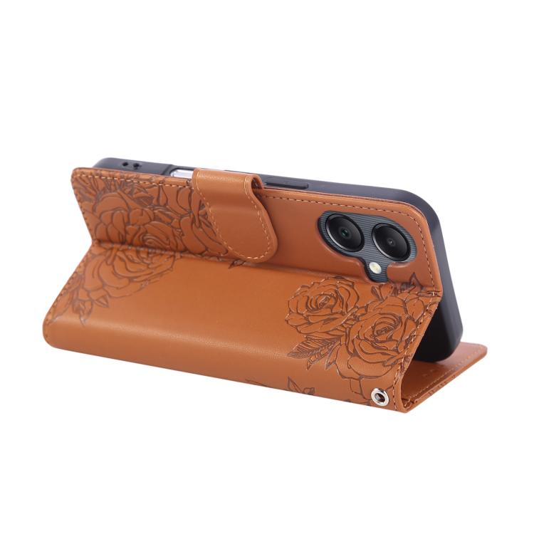 Custodia in pelle con tre scomparti per carte e motivo a rosa per Samsung Galaxy