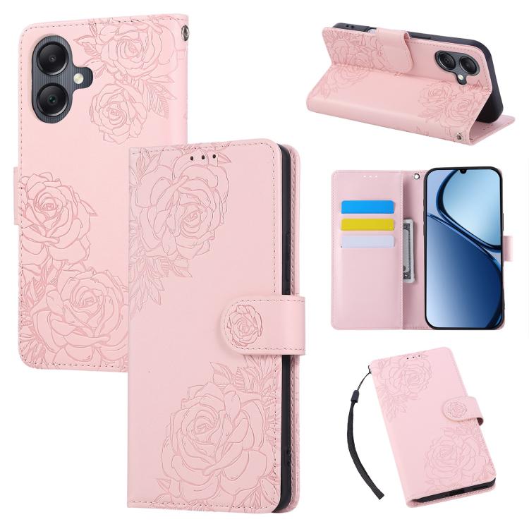 Custodia in pelle con tre scomparti per carte e motivo a rosa per Samsung Galaxy