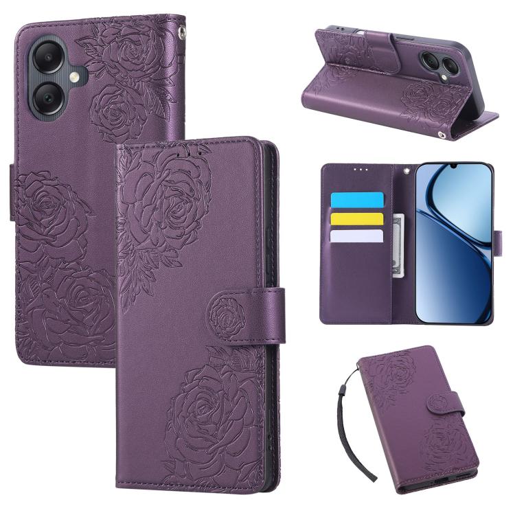 Custodia in pelle con tre scomparti per carte e motivo a rosa per Samsung Galaxy