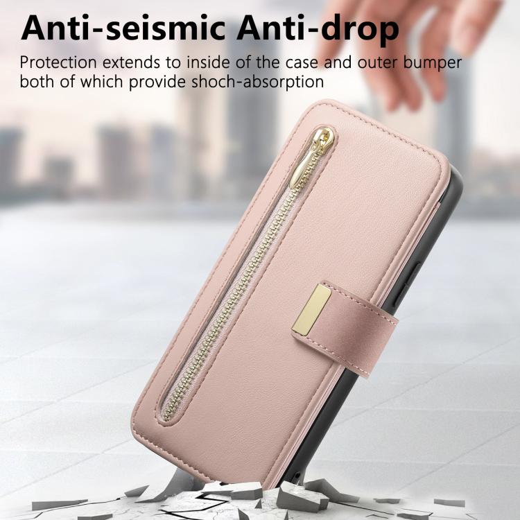 Portafoglio con cerniera ad anello, protezione RFID, custodia per telefono in pelle MagSafe, For Galaxy S23+ 5G