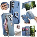 Portafoglio con cerniera ad anello, protezione RFID, custodia per telefono in pelle MagSafe, For Galaxy S23+ 5G