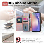 Portafoglio con cerniera ad anello, protezione RFID, custodia per telefono in pelle MagSafe, For Galaxy A54 5G