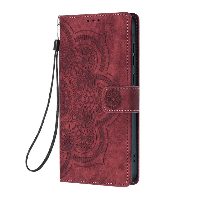 Custodia per telefono in pelle satinata stile retrò con mandala in rilievo., For Samsung Galaxy A14, For Samsung Galaxy A34 5G, For Samsung Galaxy A54 5G, For Samsung Galaxy A13