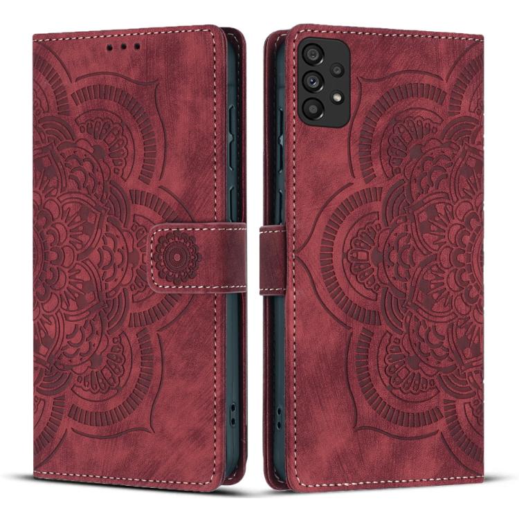 Custodia per telefono in pelle satinata stile retrò con mandala in rilievo., For Samsung Galaxy A14, For Samsung Galaxy A34 5G, For Samsung Galaxy A54 5G, For Samsung Galaxy A13