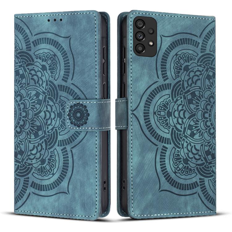 Custodia per telefono in pelle satinata stile retrò con mandala in rilievo., For Samsung Galaxy A14, For Samsung Galaxy A34 5G, For Samsung Galaxy A54 5G, For Samsung Galaxy A13