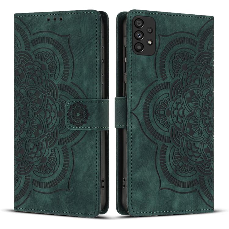 Custodia per telefono in pelle satinata stile retrò con mandala in rilievo., For Samsung Galaxy A14, For Samsung Galaxy A34 5G, For Samsung Galaxy A54 5G, For Samsung Galaxy A13