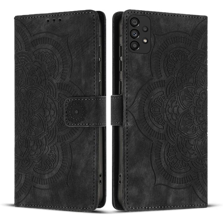 Custodia per telefono in pelle satinata stile retrò con mandala in rilievo., For Samsung Galaxy A14, For Samsung Galaxy A34 5G, For Samsung Galaxy A54 5G, For Samsung Galaxy A13