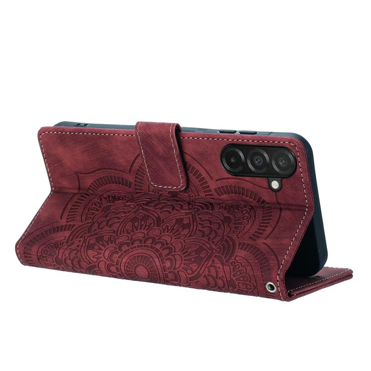 Custodia per telefono in pelle satinata stile retrò con mandala in rilievo., For Samsung Galaxy A16, For Samsung Galaxy A55 5G, For Samsung Galaxy A35 5G, For Samsung Galaxy A15