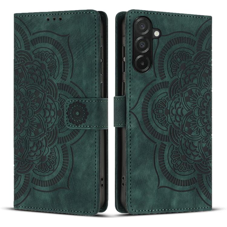 Custodia per telefono in pelle satinata stile retrò con mandala in rilievo., For Samsung Galaxy A16, For Samsung Galaxy A55 5G, For Samsung Galaxy A35 5G, For Samsung Galaxy A15