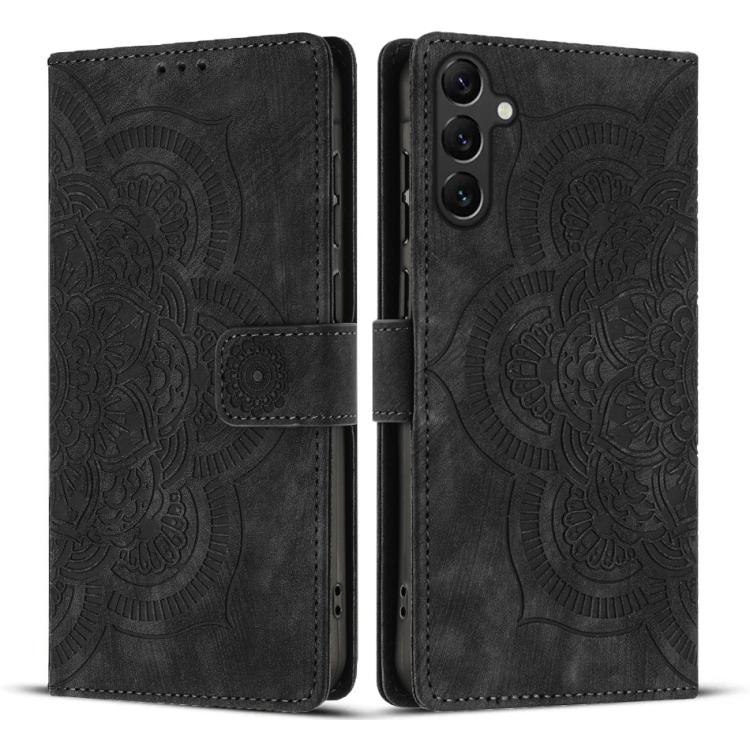 Custodia per telefono in pelle satinata stile retrò con mandala in rilievo., For Samsung Galaxy A14, For Samsung Galaxy A34 5G, For Samsung Galaxy A54 5G, For Samsung Galaxy A13