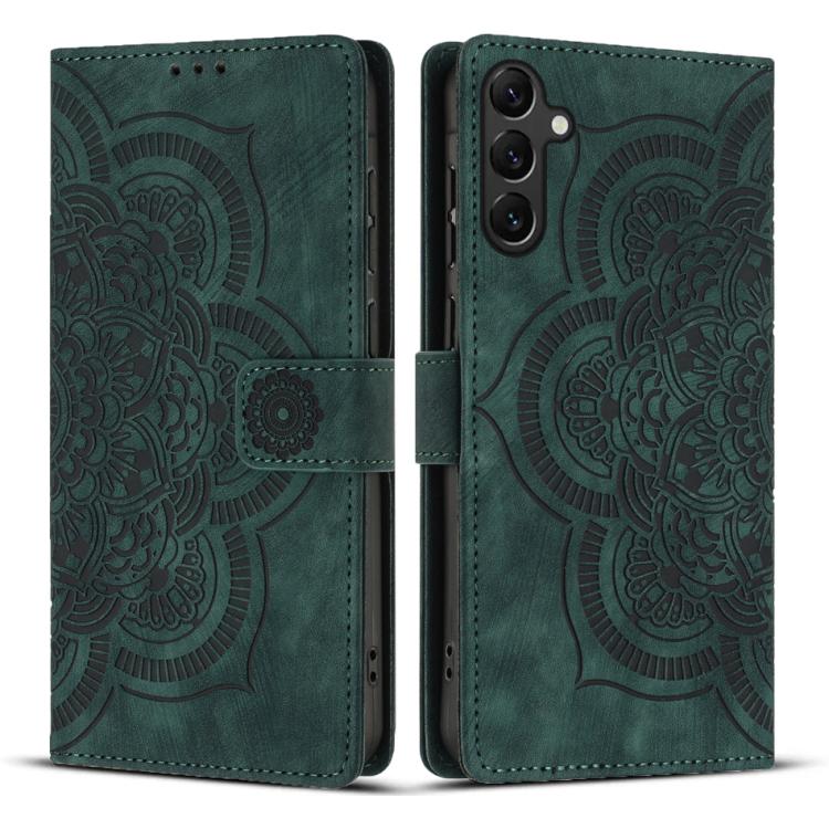 Custodia per telefono in pelle satinata stile retrò con mandala in rilievo., For Samsung Galaxy A16, For Samsung Galaxy A55 5G, For Samsung Galaxy A35 5G, For Samsung Galaxy A15