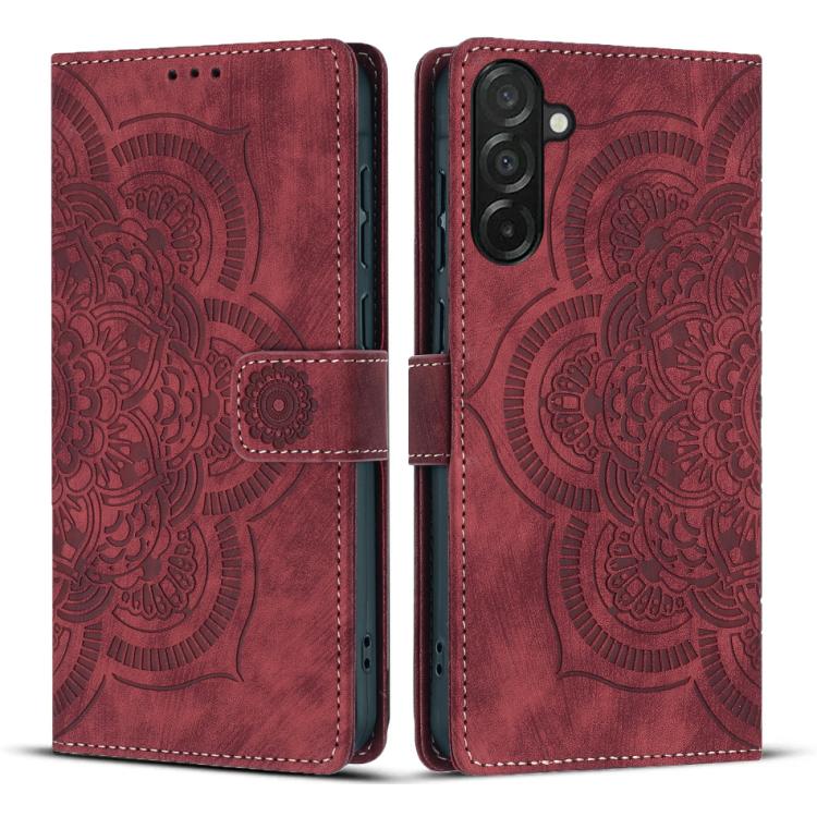 Custodia per telefono in pelle satinata stile retrò con mandala in rilievo., For Samsung Galaxy A57 5G, For Samsung Galaxy A37 5G, For Galaxy A27 5G, For Samsung Galaxy A07 4G / A06 4G