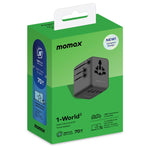 Caricabatterie da viaggio MOMAX UA22 GaN 70 W con doppia presa AC - immagine 6