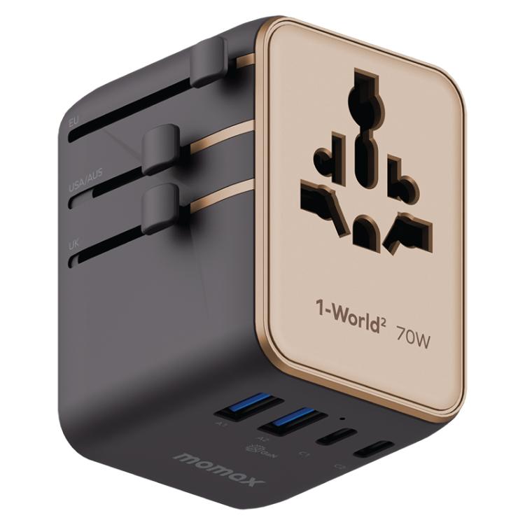 Caricabatterie da viaggio MOMAX UA22 GaN 70 W con doppia presa AC - immagine 7