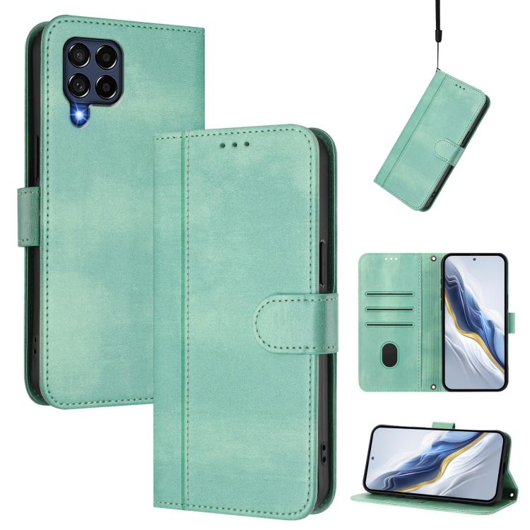 Custodia per telefono in pelle stile retrò con fibbia a giunzione lineare, For Samsung Galaxy M53 5G, For Samsung Galaxy M33 5G Global, For Samsung Galaxy M52