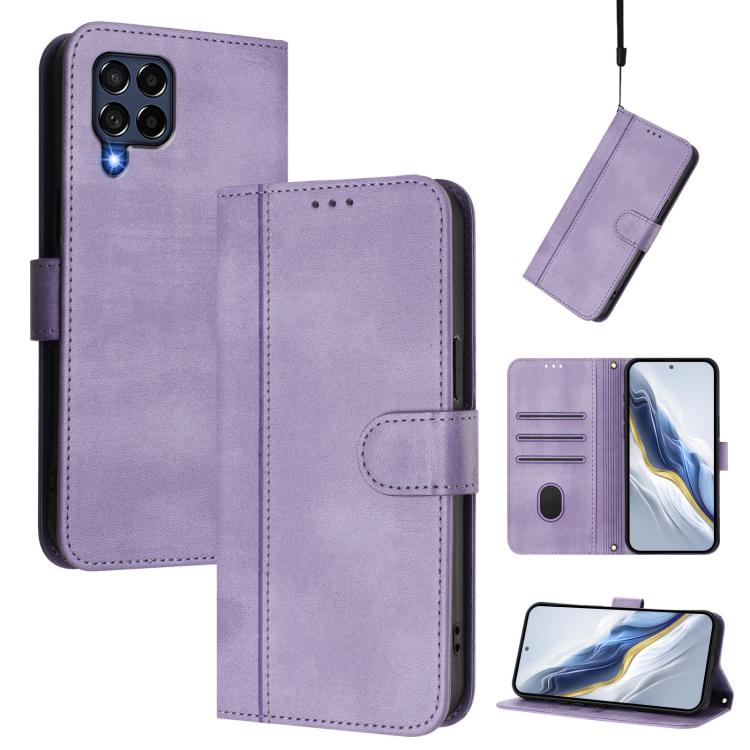 Custodia per telefono in pelle stile retrò con fibbia a giunzione lineare, For Samsung Galaxy M53 5G, For Samsung Galaxy M33 5G Global, For Samsung Galaxy M52