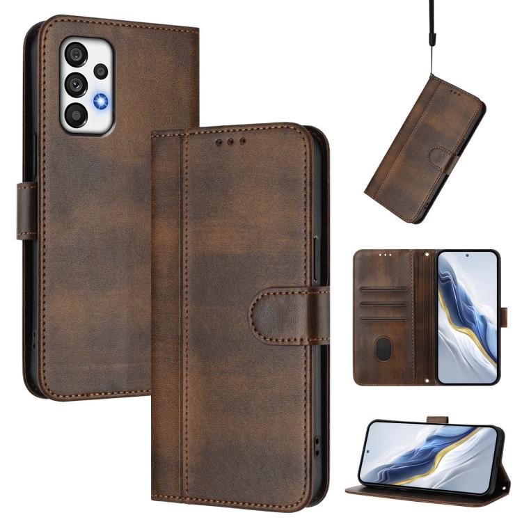 Custodia per telefono in pelle stile retrò con fibbia a giunzione lineare, For Galaxy A73 5G, For Galaxy A33 5G, For Galaxy A03 166mm