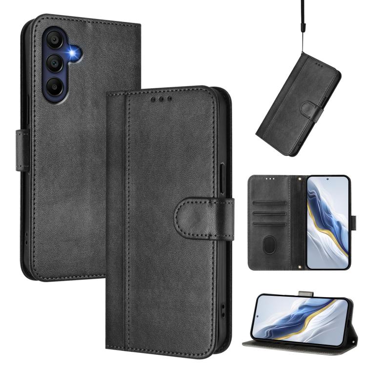 Custodia per telefono in pelle stile retrò con fibbia a giunzione lineare, For Galaxy A27 5G, For Galaxy A17 5G, For Galaxy A07 4G