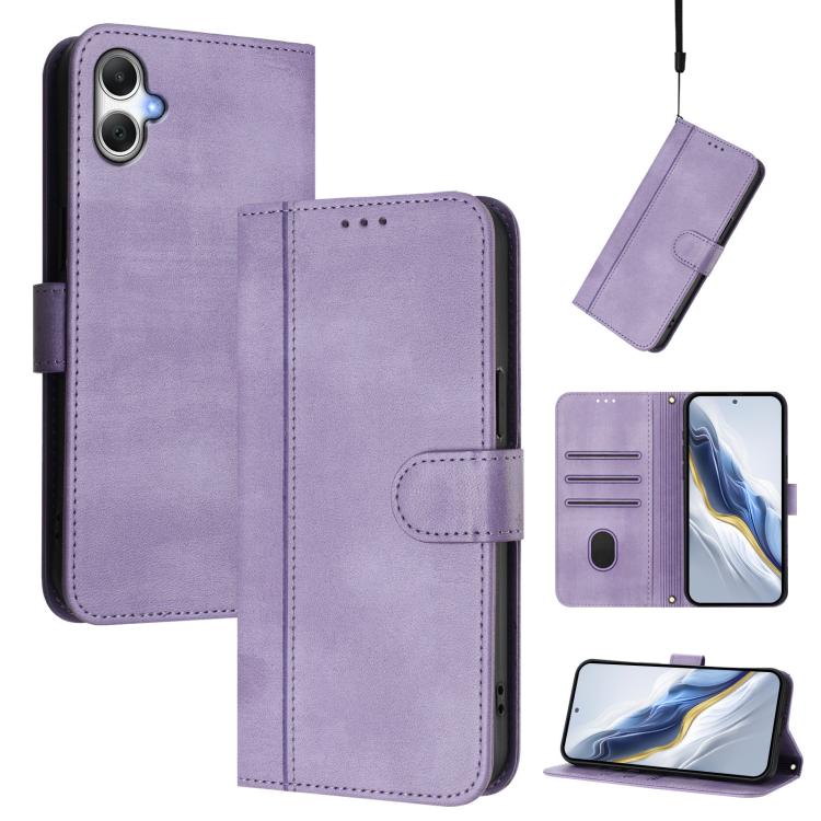 Custodia per telefono in pelle stile retrò con fibbia a giunzione lineare, For Galaxy A27 5G, For Galaxy A17 5G, For Galaxy A07 4G