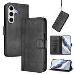 Custodia per telefono in pelle stile retrò con fibbia a giunzione lineare, For Samsung Galaxy S23 FE 5G, For Samsung Galaxy S23 Ultra 5G, For Samsung Galaxy S23+ 5G