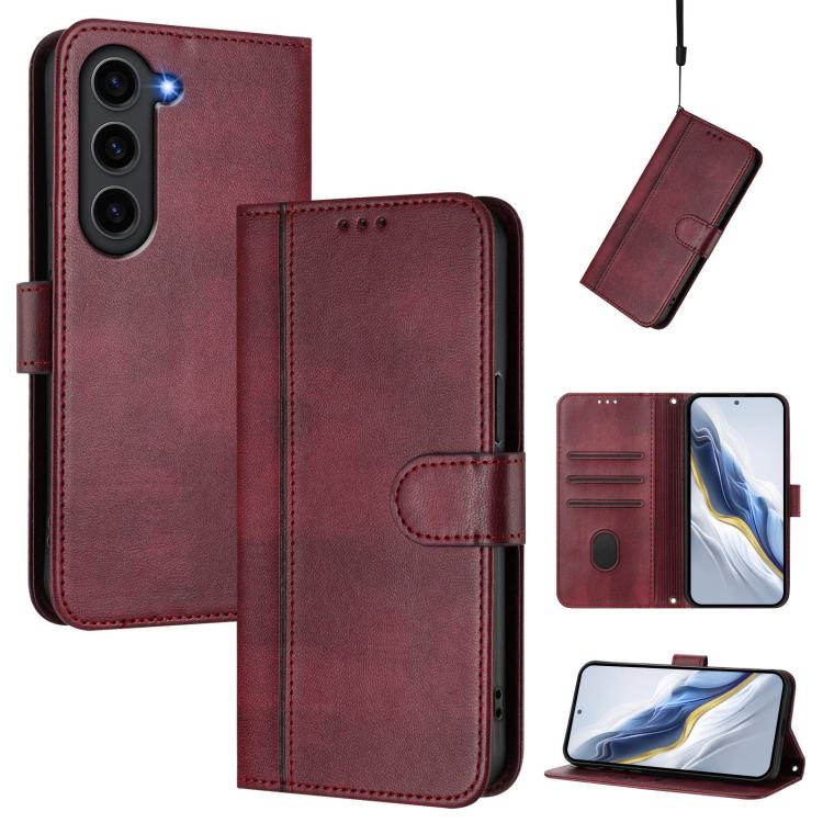 Custodia per telefono in pelle stile retrò con fibbia a giunzione lineare, For Samsung Galaxy S23 FE 5G, For Samsung Galaxy S23 Ultra 5G, For Samsung Galaxy S23+ 5G