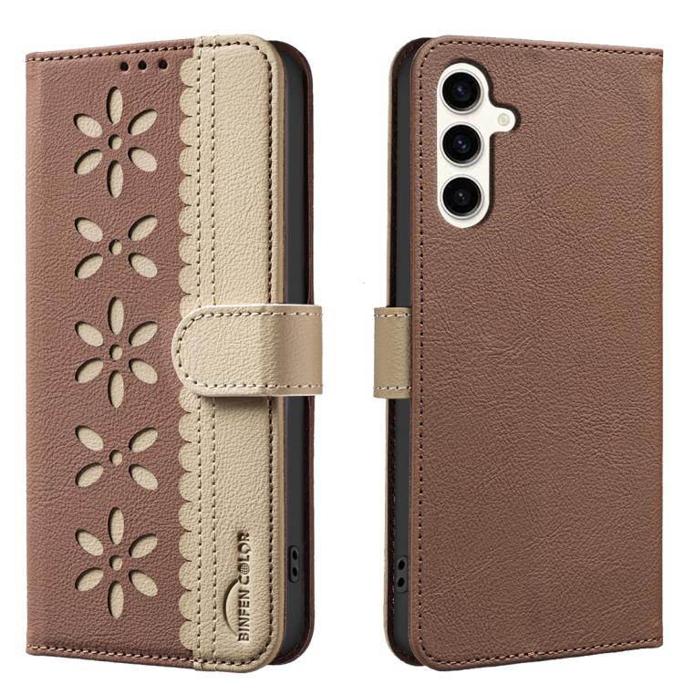Custodia per telefono in pelle con motivo floreale traforato e protezione RFID., For Samsung Galaxy A35 5G, For Samsung Galaxy A05, For Samsung Galaxy A05S, For Samsung Galaxy A24 4G